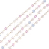 Faceted Cube Glass & ABS Plastic Imitation Pearl Beaded Chains CHS-G026-02KCG-02-1-1