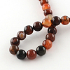 Dyed Natural Striped Agate/Banded Agate Round Bead Strands G-R342-4mm-02-3