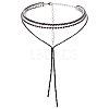 1Pc Brass Jet Rhinestone Cup Chain Lariat Necklaces NJEW-LP0001-56-1
