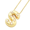Brass & Plastic Pearl Letter Pendant Box Chain Necklaces for Women NJEW-U017-01G-19-2