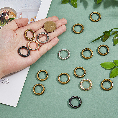 24Pcs 4 Colors Alloy Spring Gate Rings FIND-HS0001-26C-1