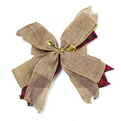 Christmas Linen Big Bowknot Decorations AJEW-M041-01B-1
