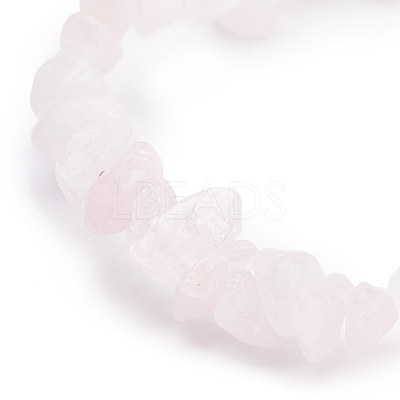 Natural Rose Quartz Chips Beaded Jewelry Set SJEW-JS01232-06-1