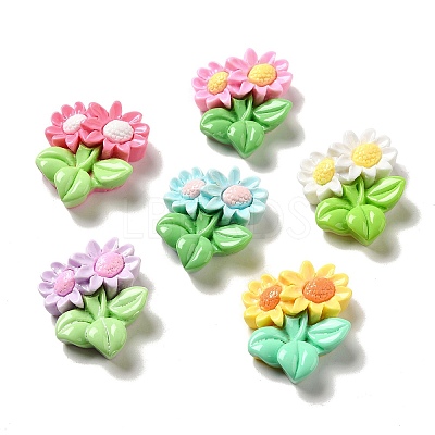 Flower Theme Opaque Resin Decoden Cabochons RESI-C044-02-1