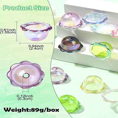 35Pcs 7 Colors UV Plating Acrylic Bead Caps OACR-CJ0002-36-1
