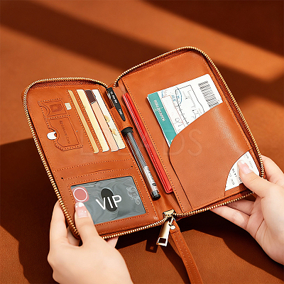 Rectangle PU Leather Travel Passport Wallet Cover AJEW-WH20096-52A-1