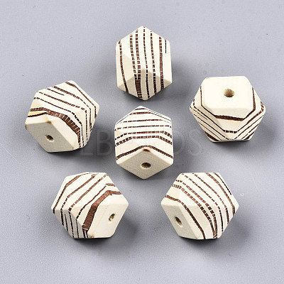 Painted Natural Wood Beads WOOD-T021-52C-12-1