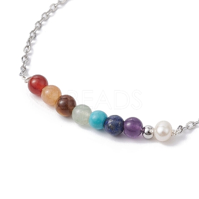 Chakra Theme Natural & Synthetic Mixed Gemstone & Pearl Beaded Bracelets BJEW-JB09946-02-1