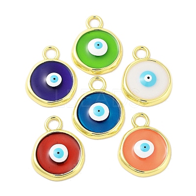 Rack Plating Brass Enamel Pendants KK-A205-07G-1