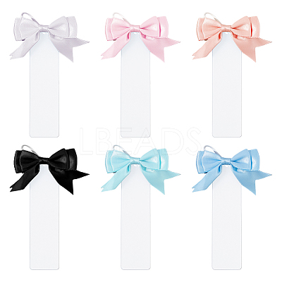 24Pcs 6 Colors Polyester Bowknot & Transparent Acrylic Bookmarks AJEW-FH00038-1