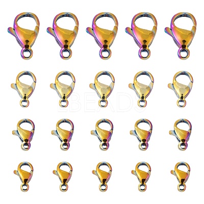 60Pcs 4 Style Ion Plating(IP) 304 Stainless Steel Lobster Claw Clasps STAS-LS0001-46MC-1