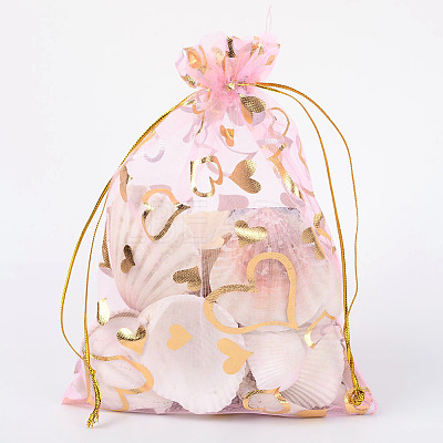 Heart Printed Organza Bags OP-R022-13x18-02-1