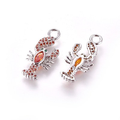 Brass Micro Pave Cubic Zirconia Pendants ZIRC-L075-25-1