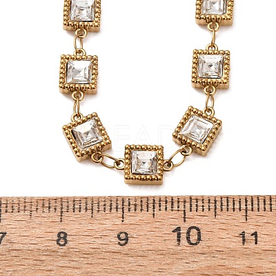 304 Stainless Steel Glass Link Chain Necklaces SA-CBA725A-25C-G-1