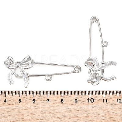 Bowknot 304 Stainless Steel Safety Pins Brooch Findings SA-CBA098D-12A-P-1