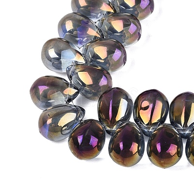 Electroplate Baking Paint Transparent Glass Beads Strands GL-N005-02A-C04-1