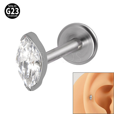 G23 Titanium Cubic Zirconia Horse Eye 17 Gauge Internally Threaded Labrets for Women Men WG9E7C9-13-1