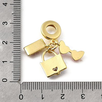 Brass Pave Clear Cubic Zirconia and Colorful Enamel European Dangle Charms KK-Q066-05G-1