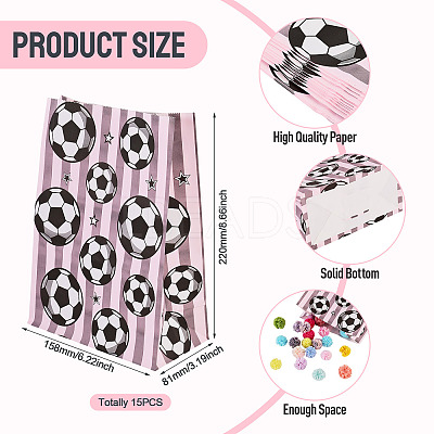 15Pcs Football Print Paper Cady Bags ABAG-TA0002-33A-1