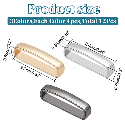 12Pcs 3 Colors Alloy Loop Keepers FIND-WR0010-67-1