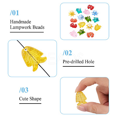 16Pcs 8 Styles Marine Theme Glass Enamel Beads LAMP-TA0002-31-1