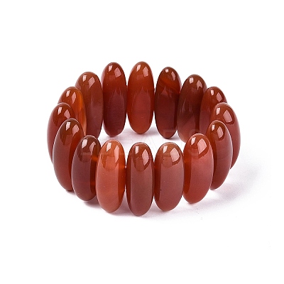 Oval Natural Agate Beaded Stretch Bracelets for Women Men G-Q601-23G-1