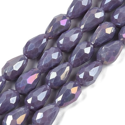Opaque Solid Color Electroplate Glass Beads Strands EGLA-N013-P8mm-B09-1