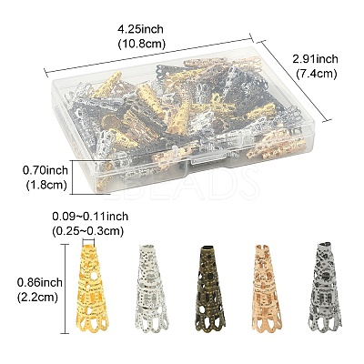100Pcs 5 Colors Iron Filigree Bead Caps IFIN-YW0003-18-1