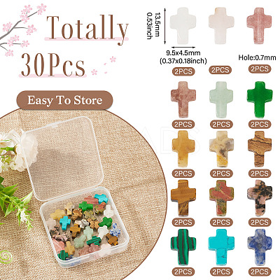 30Pcs 15 Styles Natural & Synthetic Mixed Gemstone Beads G-TA0002-13-1