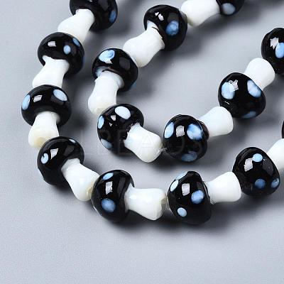 Mushroom Handmade Lampwork Beads Strands X-LAMP-R116-11-1