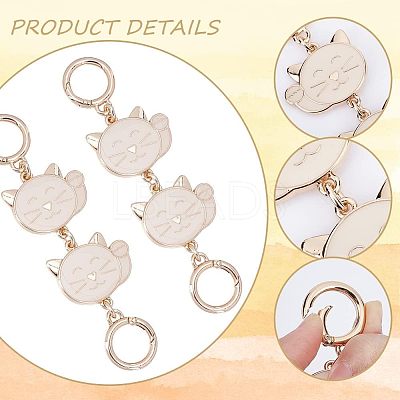 Alloy Enamel Cat Link Chains for Purse Chains PURS-WH0001-40-1