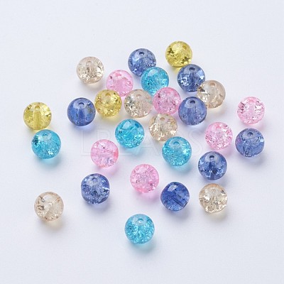 Baking Paint Crackle Glass Beads DGLA-X0006-8mm-04-1