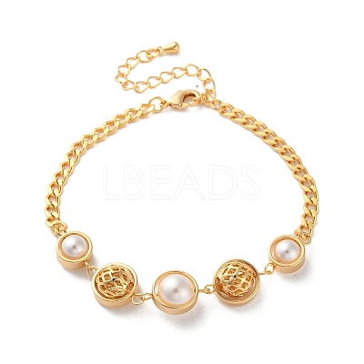 Brass Link Bracelets for Women BJEW-P342-11G-1