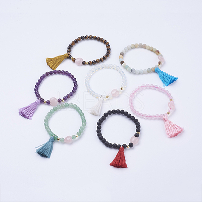 Tassel Charm Bracelets BJEW-P190-05-1