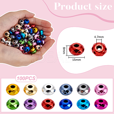 100Pcs UV Plating Acrylic European Beads OACR-UN0001-14-1
