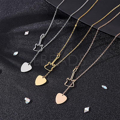 3Pcs 3 Colors Stainless Steel Lariat Necklaces Set NJEW-AN0001-65-1
