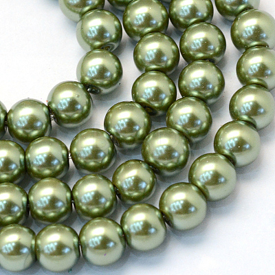 Baking Paint Pearlized Glass Pearl Round Bead Strands HY-Q003-4mm-49-1