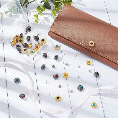 32 Sets 8 Colors Alloy Buttons DIY-NB0007-45B-1