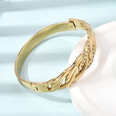 304 Stainless Steel Crystal Rhinestone Twisted Chain Hinged Cuff Bangles for Women SA-CBA61B8-09G-1