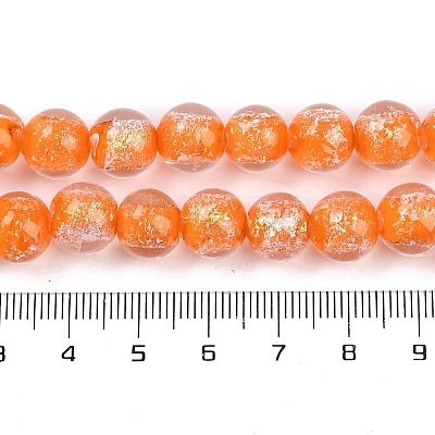 Handmade Gold Foil Lampwork Beads Strands LAMP-Q002-01F-1