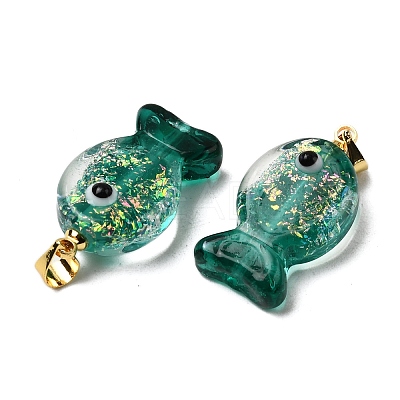 Handmade Dichroic Foil Lampwork Pendants DICH-G001-01G-05-1