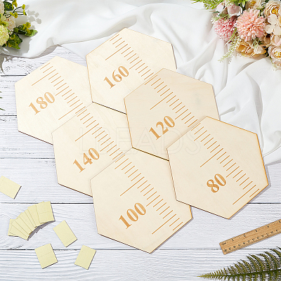 Hexagon Wood Measuring Growth Chart Rulers TOOL-WH0136-124B-1