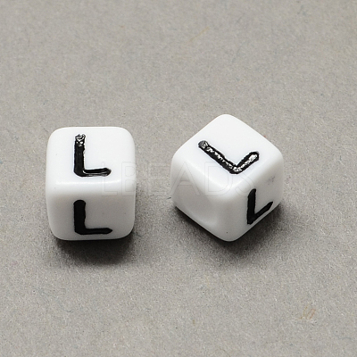 Large Hole Acrylic Letter European Beads SACR-Q103-7mm-01L-1