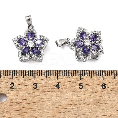 Brass Micro Pave Cubic Zirconia Rotatable Pendants KK-A287-11A-P-1