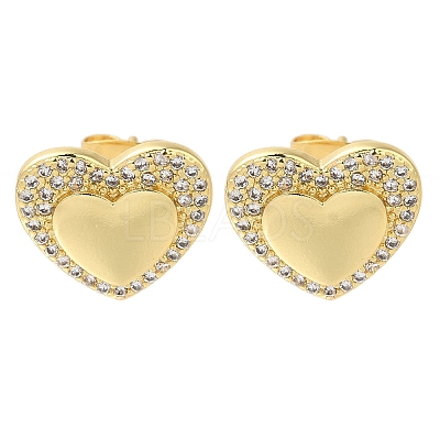 Brass Pave Clear Cubic Zirconia Stud Earrings EJEW-M088-04G-1