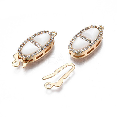 Brass Micro Pave Clear Cubic Zirconia Fishhook Clasps KK-Q278-001-NF-1