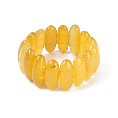 Oval Natural Agate Beaded Stretch Bracelets for Women Men G-Q601-23H-1