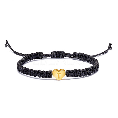 Alloy Heart with Letter Pattern Bead Braided Bead Bracelets FS-WGEB992-20-1