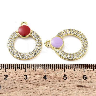 Brass Micro Pave Clear Cubic Zirconia Pendants KK-F871-15G-1