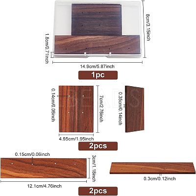 4Pcs 2 Style Black Walnut Earring Display Stand EDIS-FG0001-45-1